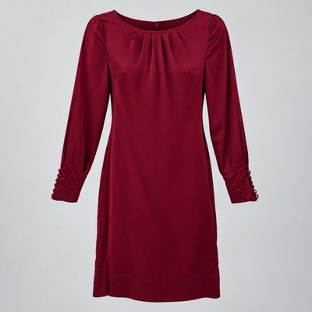Banana Republic Silk Shift Dress Burgundy Size 0 Holiday 2008 Romantic Fairycore
